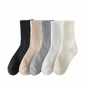 [Hot Item] Winter Casual Plain Terry Socks Men Unisex Thick Combed Cotton Crew Socks