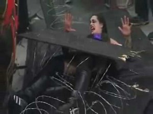 TNA - Daffney Chokeslammed through Barbed Wire Board