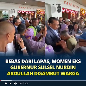 Bebas dari Lapas Sukamiskin, Momen Mantan Gubernur Sulsel Nurdin Abdullah Disambut Warga di Bandara Makassar Mantan Gubernur Sulawesi Selatan (Sulsel), Nurdin Abdullah bebas bersyarat dari Lapas Sukamiskin setelah mendapat remisi Kemerdekaan, Jumat (18/8/2023). Bebas bersyaratnya Nurdin Abdullah dibenarkan oleh sang anak yakni Putri Nurdin Abdullah. Setelah bebas, kata Putri, ayahnya yang merupakan mantan Bupati Bantaeng 2 periode ini langsung berangkat dari Bandung ke Jakarta. #nurdinabdullah #