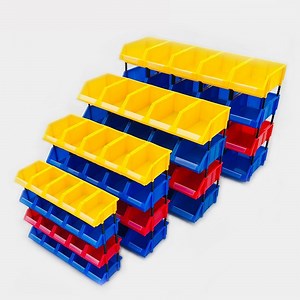 [Hot Item] Workbench Stackable Shelf Rack Divisible Hanging Box Plastic Container Tool Spare Parts Storage Bins for Shelves Warehouse