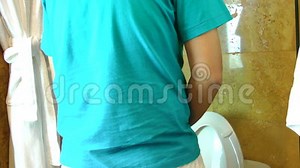 Man pee on the toilet stock video. Video of water, footage - 46123341