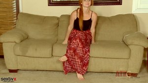 Redhead Takes Off Clothes