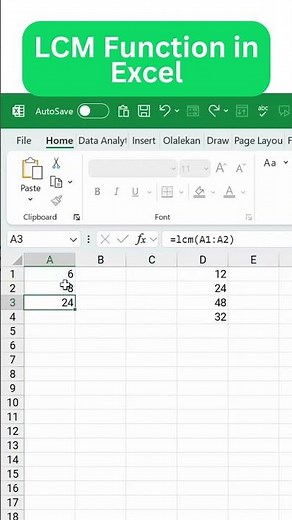 LCM Function in Excel