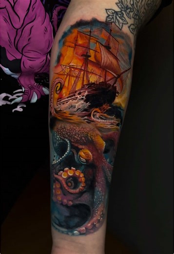 Tatuaje de Kraken: Arte Marino en Santiago