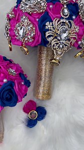 1.6K views · 190 reactions | Royal blue,pink and gold wedding set. Bride Bouquet Bridesmaid Bouquets Boutonnière Flower headbands | Monica Sims -Vivid Decor | Facebook