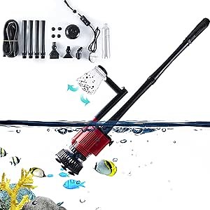 Aquarium Vacuum Gravel Cleaner - Electric Automatic Fish Tank Water Change Siphon with Flow Control, 4 Extra Long Tube(6.8ft) / Water Changer/Sand Cleaner/Water Flow/Water Shower