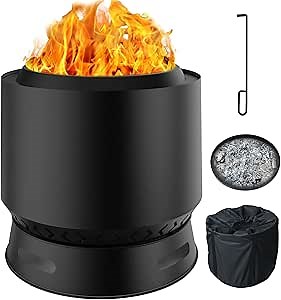 Smokeless Fire Pit, 20 In Wood Burning Fire Pit with Removable Ash Pan and Carry Bag, Steel Outdoor Fire Pit Large Portable Fire Pit for Backyard, Patio, Garden Picnic, Camping and Bonfire