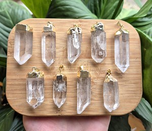 Raw Clear Quartz Crystal Necklace: Gold Healing Point Pendant - Etsy