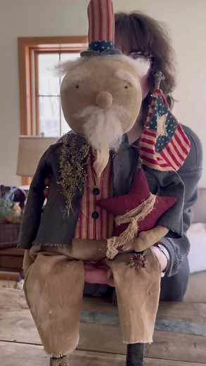 Tomorrow’s launch at 6 pm EST is filled with primitive patriotic goods!! 🇺🇸 I’ll have primitive Uncle Sam & Lady Liberty dolls, stars on stands, hanging pillow tucks, and wooden trenchers!! .Tap the link in my bio to visit my Etsy shop anytime and search Primitive Pig Folk Art on Etsy! 🇺🇸 | Primitive Pig Folk Art