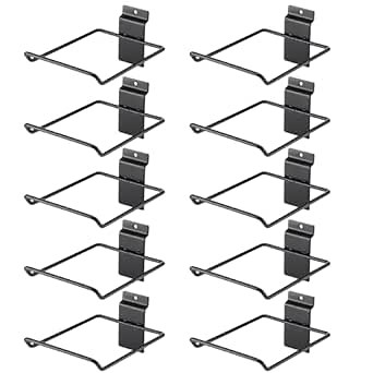 10 Pcs Baseball Glove Shelf Baseball Shelf for Slatwall Metal Multifunction Storage Holder Slatwall Rack Baseball Bat Holder for Slat Wall Display Baseball Accessories for Display, Black
