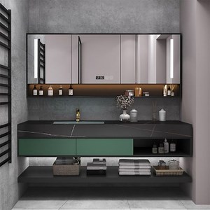 [Hot Item] Luxury Waterproof I Shaped Double Sink Bathroom Vanity with LED Mirror