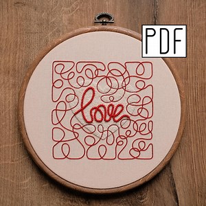Digital PDF Pattern - Love Abstract Lines Hand Embroidery Pattern (PDF Modern Hand Embroidery Pattern) - Etsy