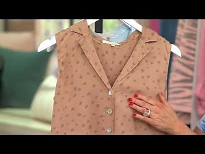 Side Stitch Button Down Notch Collar Tank on QVC