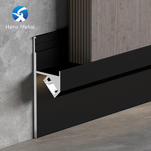 [Hot Item] Aluminum Alloy LED Channel Baseboard Free Sample Tile Decoration Mould Accessories Wall Flooring Plinth Hero Metal Lighting Skirting Board