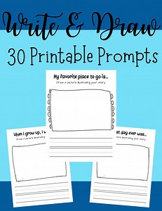30 Printable Write & Draw Prompts for Kids-writing Activity-creative Writing-class Activity-printable Writing Worksheets-instant Download - Etsy UK