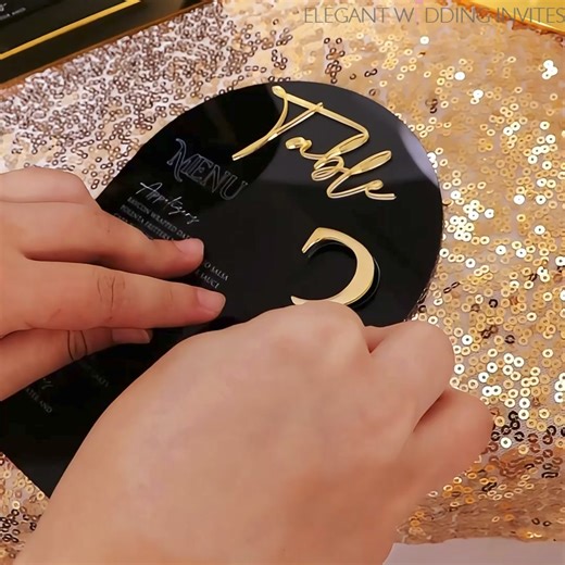 Sleek Sophistication: Black Acrylic Table Number with Gold Acrylic Number Assembly Process  Shop nowhttps://reurl.cc/qvZxG3 #weddingsign #weddingsignage #weddingdecor #weddingdecoration #welcomesign #weddingstationary #tablenumbers #menusign | ElegantWeddingInvites | Facebook