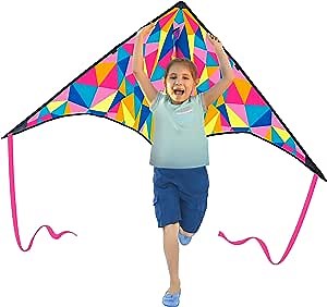 Delta Kites for Kids & Adults, Easy to Fly Kites Made of 210T High-Density Cloth (Pink)