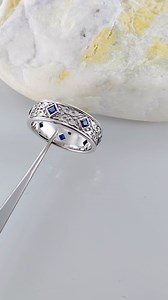 Princess cut blue sapphire celtic ring #bluesapphirering #celticring #princesscut #bluegrmstone #oneofakindring #weddingring | My Love Wedding RingLove Jc Ring