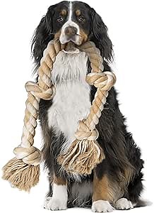 TwoEar Dog Rope Toys for Large Dogs - Tough Rope Chew Toys for Aggressive Chewers, Indestructible Twisted Rope Tug of War Dog Pull Toy Teeth Cleaning, 100% Cotton