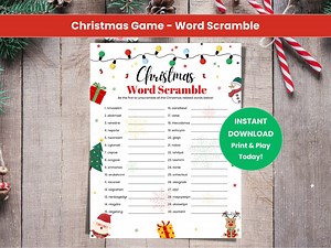 Christmas Word Scramble Game: Printable Holiday Party Activity (PDF) - Etsy