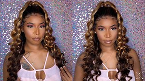 9.6K views · 199 reactions | Half up half down look. 朗朗 ❤Hair details: 13*4 Lace Frontal 150% density Honey Blonde wig 24inch Use "UIG10" to get 10% off UNice Wig Link >>https://bit.ly/2VxVY5w | UNice | Facebook