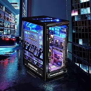 CRIOLPO Book Nook Kit - DIY Booknook, Book Nook Miniature Kit for Bookshelf Insert Decor Crafts for Adults Teen Halloween, 3D Wooden Puzzle Bookends (Near future)