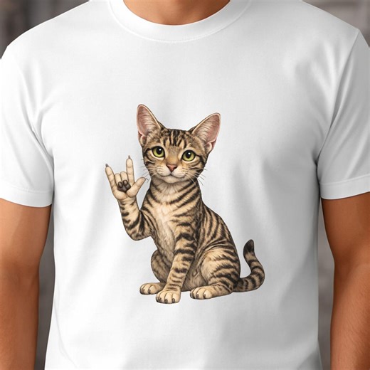 ASL Mackerel Tabby Cat Clipart PNG, I Love You Sign Language Digital Download - Etsy UK