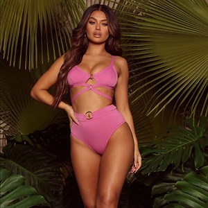 NEW Fashion Nova Hot Pink BARBIE high waisted Swimsuit set (SOLD OUT)