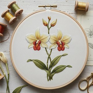 Orchid Floral Embroidery Pattern | Botanical Hand Embroidery Design - Etsy Canada
