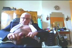 Suited Grandpa Cum On His Pants