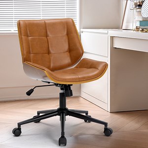 X Xishe Home Office Desk Chair with Wheels, Adjustable Height Armless Office Chair, PU Leather Mid Back 360° Small Computer Chair, Modern Chair No Arms for Office, Reading Meeting Room, Camel - Walmart.com