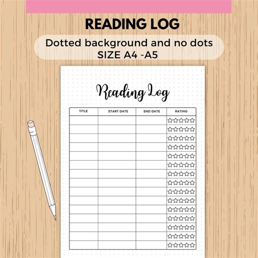 Reading Log Printable Journal Page, Book Log, Reading Journal, Reading Tracker, Book Planner, - Etsy UK