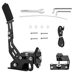 Hottoby USB handbrake,64 Bit PC Handbrake for Logitech G920 G25 G27 G29 Thrustmaster T500RS Sim Racing Handbrake with Clamp