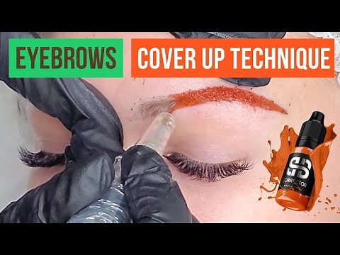 How to correct grey and blue eyebrows. Cover up old PMU eyebrows