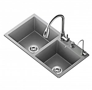 [Hot Item] Modern Kitchen Sink Gun Gray Sink Manual Sink Double Tank 8245mm Stainless Steel Sink