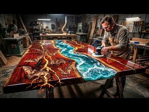 He Brought Electricity To Wood +Epoxy Resin = a Lightning epoxy Table, Vibrant With AMAZING Effects!