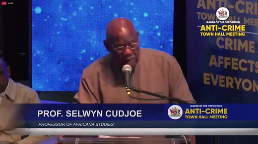 Full contribution by Professor Selwyn Cudjoe at tonight's #AntiCrime Town Hall Meeting | The Office of the Leader of the Opposition of Trinidad and Tobago