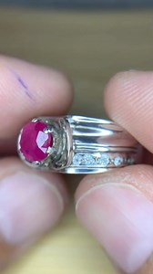 Natural Afghan Ruby with Cubic Zirconia in a Sterling Silver ring Dm...