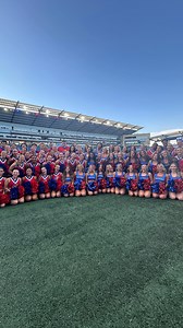 All 😁 during our first performance of the season 🔴🔵 #collegecheer #kucheerleading #kufootball | KU Cheerleading