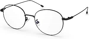 livho Blue Light Blocking Glasses, Retro Round Fake Eyeglasses Frames Anti UV Ray Filter Computer Gaming Glasses Women Men (Black Frame,Transparent lens)