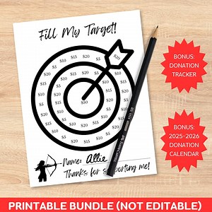 Printable Archery Fundraising Bundle: Fill My Target, Pick a Date Donation Calendar   Fundraiser Tracker - Etsy