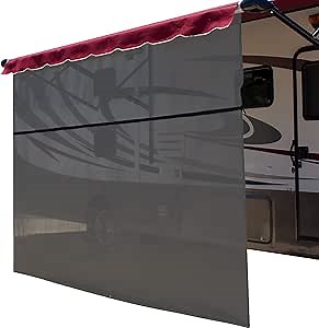 ShadePro - Vista Shade - RV Awning Shade Screen - Zipper Sun Screen Installs in Seconds - Solar Mesh Blocks 87% of Sunlight - The Original Camper Sunscreen Shade for Awnings - 10' x 10' - Grey