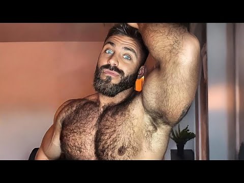 Hairy Chest Bodybuilder Flexing | Rugged Alpha Male Strength & Masculine Muscle Aesthetic