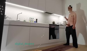 Handsfree piss while drinking coffee