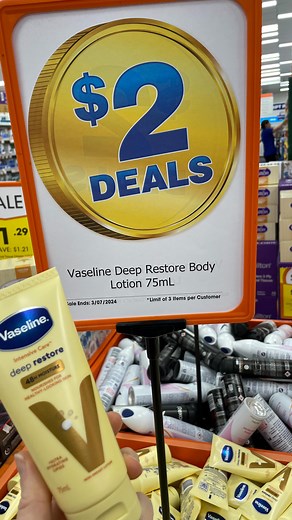 $2 Deals on sale now! - Oral B Toothpaste Pro Health Advanced Deep Clean Mint or White Mint 110g -Vaseline Deep Restore Body Lotion 75mL Sale ends 3/7/2024, while stocks last. Products may vary in store. Only selected products available online. Limit of 3 per customer across variants. | Good Price Pharmacy Warehouse