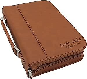 My Personal Memories Personalized Bible Cover Holder Case with Carrying Handle for Men and Women (Rust)