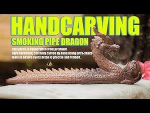 Hand-Carved Dragon Pipe from Dark Hardwood – Masterpiece Craftsmanship.