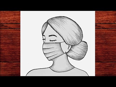 Karakalem Maskeli Bir Kız Çizimi - Kolay Kız Çizimi Nasıl Yapılır - Çizim Mektebi Girl Drawing