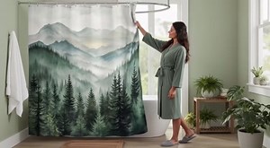 Accnicc Forest Mountain Shower Curtain Dark Green Nature Misty Pine Tree Shower Curtains for Bathroom Foggy Rustic Woodland Decorative Waterproof Fabric Bath Curtain Decor 72×72 Inches