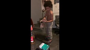 Humorous scenes as teen boy tries on bra that his mum ordered